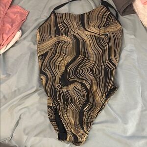 Speedo Black and Gold One Piece Swimsuit
